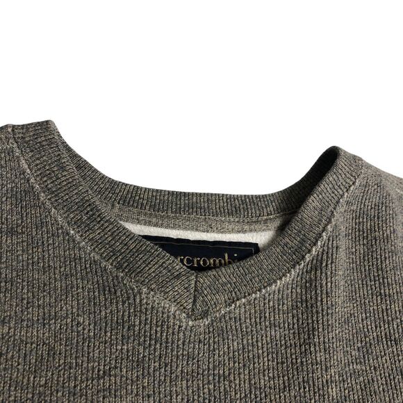 Vintage Abercrombie Fitch Sweater Mens M Gray Marled Knit Pullover V-Neck Y2K - Picture 3 of 16